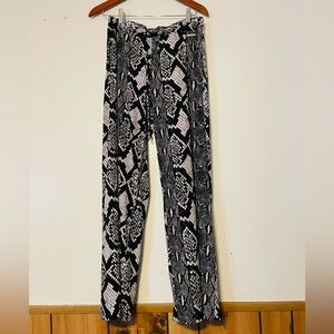 Michael Kors Black and White Snake Print Trousers